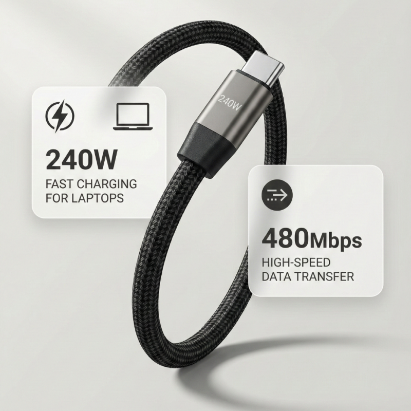 The Viral 240W Type C to C Cable with 360 Degree Aluminum Stand