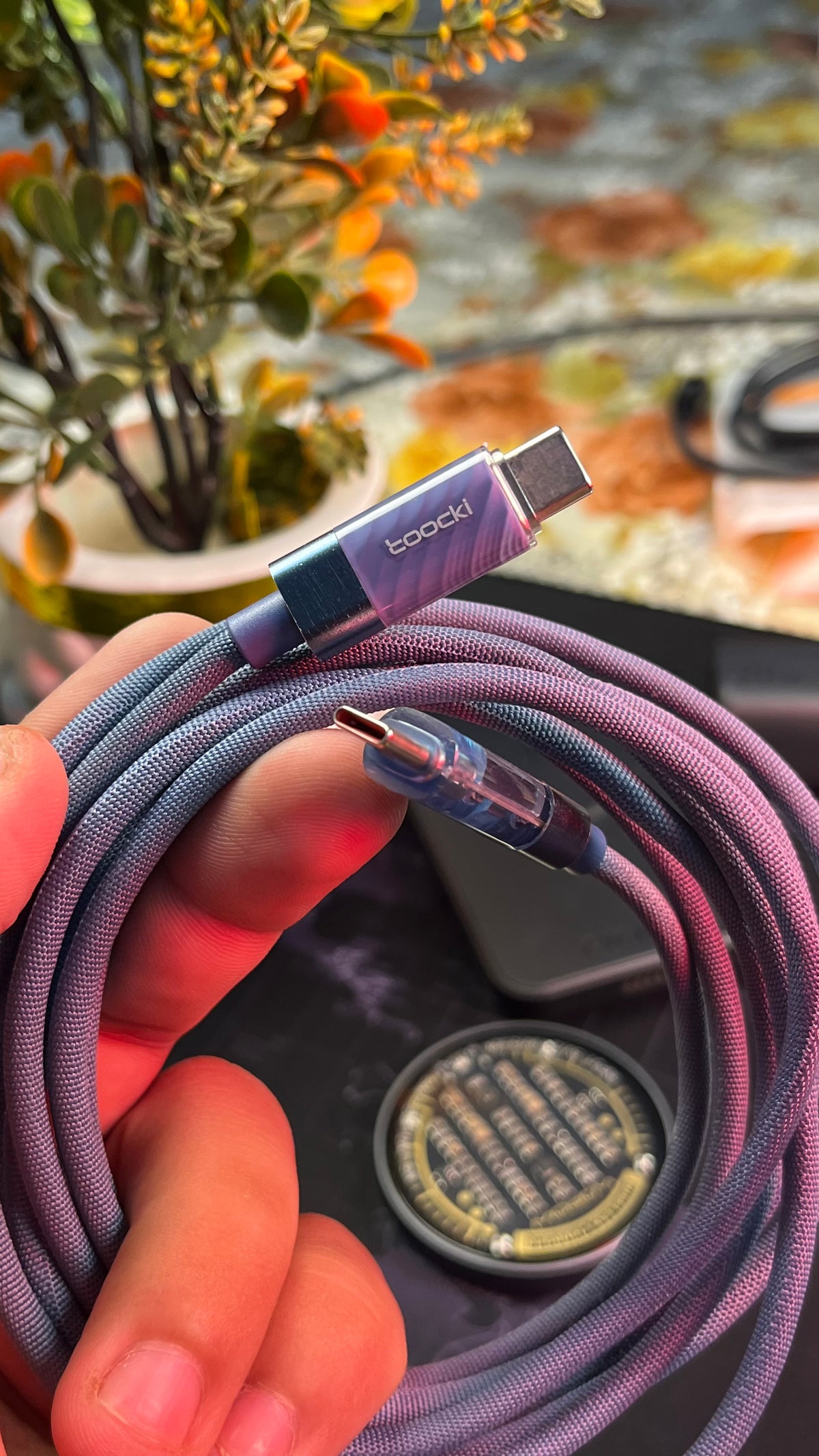 Toocki 100W Digital Display Type-C to Type-C Fast Charging Cable – 2 Meter