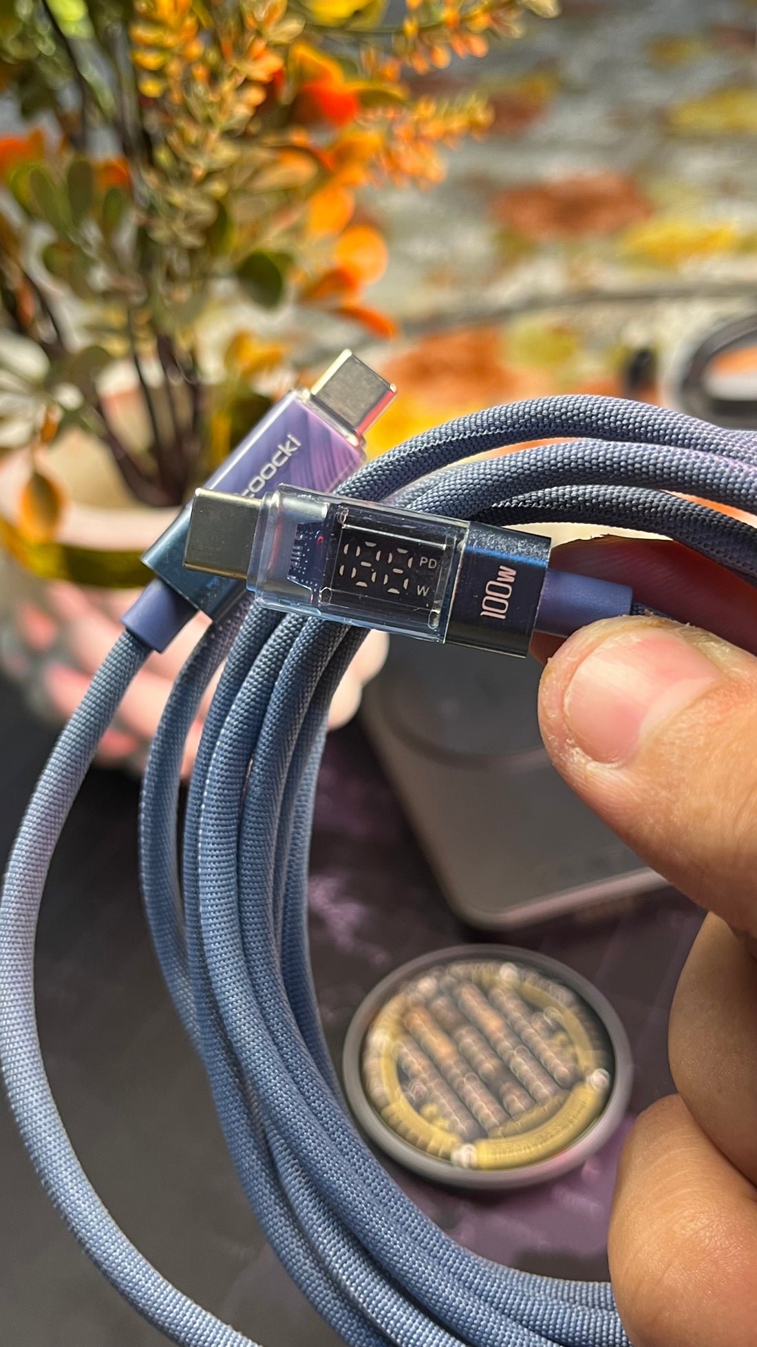 Toocki 100W Digital Display Type-C to Type-C Fast Charging Cable – 2 Meter