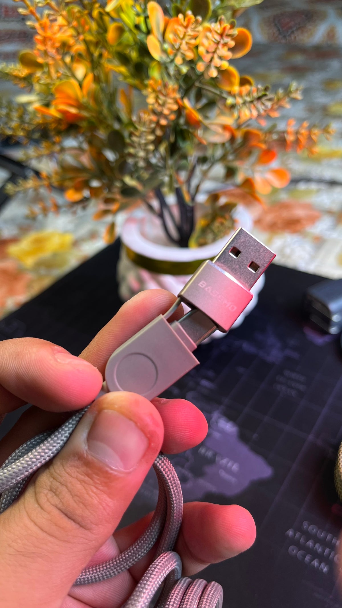 BASEMO 240W 4-in-1 Magnetic Foldable Fast Charging Cable – USB to Type-C, Lightning & Type-C