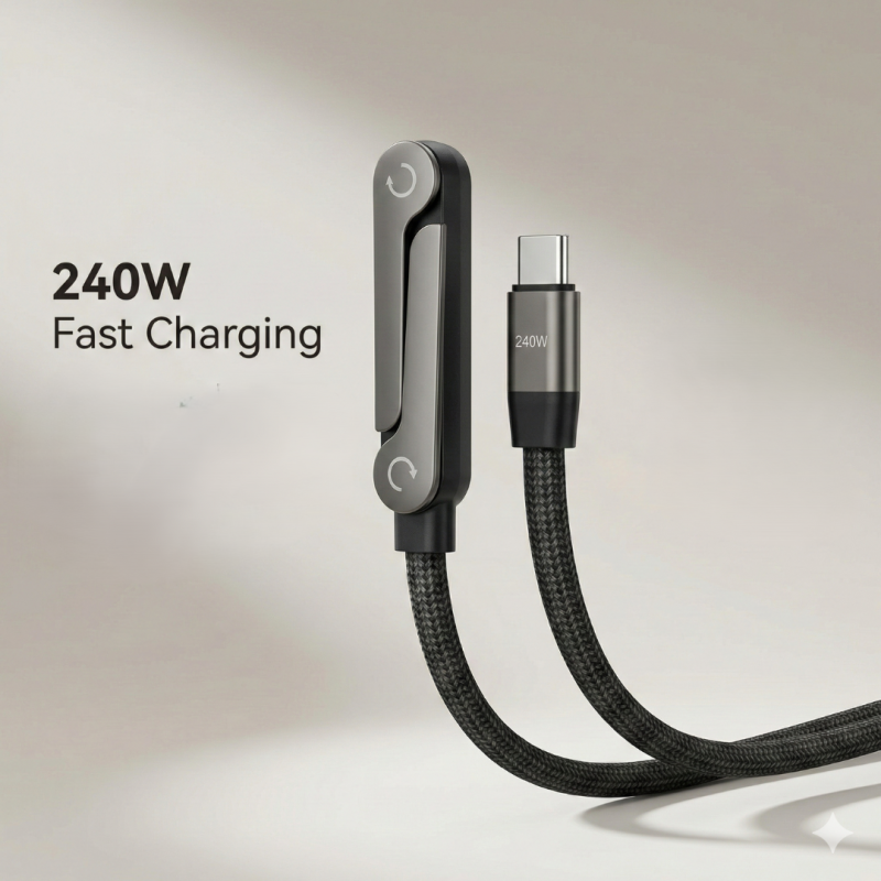 The Viral 240W Type C to C Cable with 360 Degree Aluminum Stand